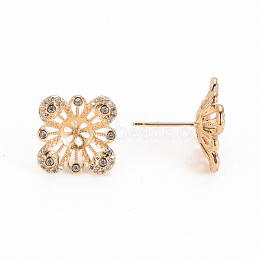 Brass Micro Pave Clear Cubic Zirconia Stud Earring Findings(KK-S356-238-NF)-3