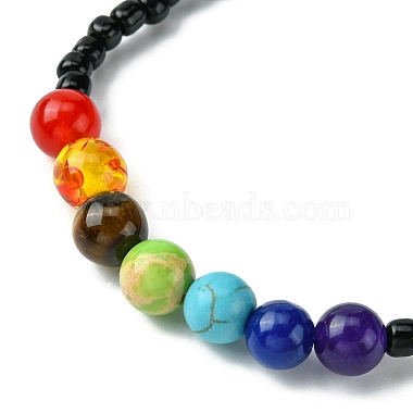 Natural & Synthetic Mixed Gemstone & Glass Seed Beaded Stretch Bracelet for Women(BJEW-JB09658)-3