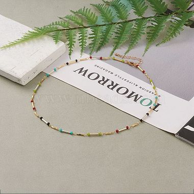 Faceted Rondelle Glass Beaded Necklaces(NJEW-JN03210)-4