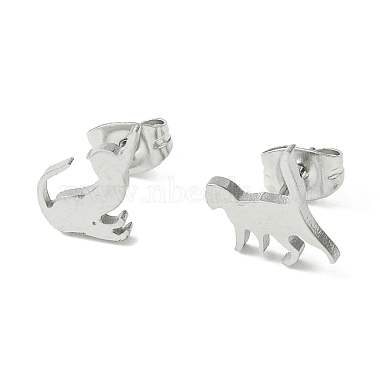 Cat Shape 304 Stainless Steel Stud Earrings