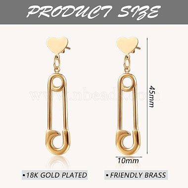 430 Stainless Steel Safety Pin Shape Dangle Stud Earrings for Women(JE946A)-3