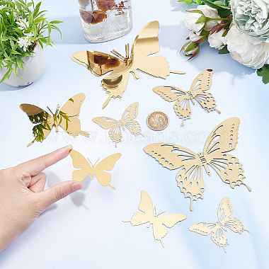 Unicraftale 12Pcs 6 Style Stainless Steel Butterfly Wall  Decoration Pendants(STAS-UN0036-52G)-2