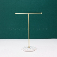 T-shaped Iron Earring Display Stands, with Plastic Base, White, 18x10x26cm(PW-WG54779-01)