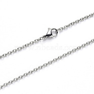 304 Stainless Steel Cable Chain Necklace, with Lobster Claw Clasp, Stainless Steel Color, 19.68 inch(50cm), Link: 2.7x2x0.6mm(NJEW-S420-007B-P)