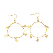 Dangle Earrings, with Brass Star Scalloped Bar Chain and 304 Stainless Steel Earring Hooks, Golden, 70mm, Pin: 0.8mm(EJEW-JE04136)
