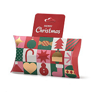 Christmas Theme Paper Pillow Gift Boxes, Gift Packaging Boxes with Hanging Hole for Gift Wrapping, Mixed Shapes, 13x2.75x11.5cm(CON-B012-04)