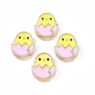 Transparent Acrylic Beads, with Enamel, Egg, Pearl Pink, 26x22x9mm, Hole: 3mm(ACRC-S039-07F)