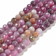 Natural Ruby Beads Strands, Faceted(128 Facets), Round, 5.5mm, Hole: 0.8mm, about 77pcs/strand, 15.47''(39.3cm)(G-B121-A01-01)