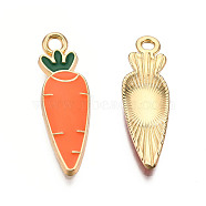 Eco-Friendly Zinc Alloy Pendants, with Enamel, Cadmium Free & Nickel Free & Lead Free, Carrot, Light Gold, Orange, Light Gold, 23x7x2mm, Hole: 1.6mm(FIND-N048-51A-NR)