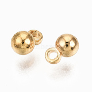Brass Charms, Nickel Free, Round, Real 18K Gold Plated, 4.5x3mm, Hole: 0.8mm(KK-S356-161G-NF)