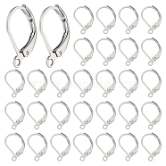 200Pcs 304 Stainless Steel Leverback Earring Findings, with Loop, Stainless Steel Color, 15x10x2mm, Hole: 1.2mm, Pin: 1x0.8mm(STAS-BBC0003-75)