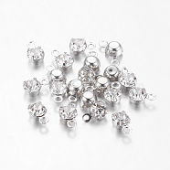 Platinum Brass Setting with Middle East Rhinestone Pendants, Flat Round, Clear, 6.5x4x3.5mm, Hole: 1mm(RB-6.5x4x3.5-01N)