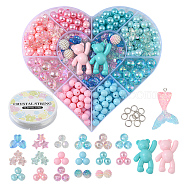 DIY Candy Color Jewelry Set Making Kits, Including Resin & Acrylic Pendants, Acrylic & ABS Plastic Beads, Iron Jump Rings, Elastic Thread, Mixed Color, 622pcs/set(DIY-YW0004-90C)