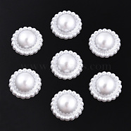 ABS Plastic Imitation Pearl Cabochons, Flower, White, 16.5x6.5mm, about 1000pcs/bag(SACR-T015-10-01)