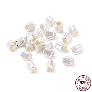 925 Sterling Silver Beads, Tri-Prism, Silver, 3x3x3.5mm, Hole: 1.5mm, about 161Pcs/10g(STER-D035-07S)