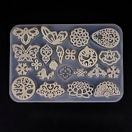 Pendant Silicone Molds, Epoxy Resin Casting Molds, For UV Resin, DIY Jewelry Craft Making, Butterfly & Tree & Flower, White, 10x14.4cm(X-DIY-E010-03)