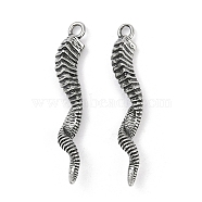 316 Surgical Stainless Steel Pendants, Twist Charm, Antique Silver, 42x5.5x5mm, Hole: 2mm(STAS-G349-27AS)