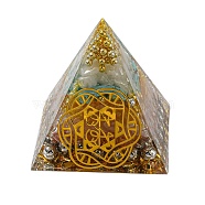 Resin Orgonite Pyramid Home Display Decorations, with Natural Gemstone Chips, Red, 50x50x50mm(G-PW0004-56A-14)