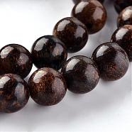 Natural Bronzite Round Beads Strands, 8mm, Hole: 1mm, about 45pcs/strand, 14.9 inch(G-E330-8mm-03)