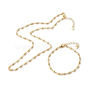 304 Stainless Steel Link Chain Bracelets & Necklaces Set, Golden, 6-7/8 inch(17.5cm), 17.13 inch(43.5cm), 2pcs/set(SJEW-JS01209)