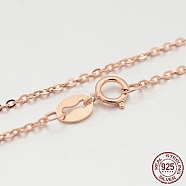 925 Sterling Silver Cable Chain Necklaces, with Spring Ring Clasps, Thin Chain, Rose Gold, 406x1mm(STER-M086-22A)