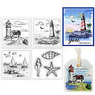 4Pcs 4 Styles PVC Stamp, for DIY Scrapbooking, Lighthouse, 55x55mm, 1pc/style(DIY-WH0487-0011)