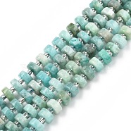 Natural Amazonite Beads Strands, with Seed Beads, Heishi Beads, Flat Round/Disc, 6~6.5x3~3.5mm, Hole: 1mm, about 35~42pcs/strand, 7.09 inch~7.68 inch(18~19.5cm)(G-N327-07F)