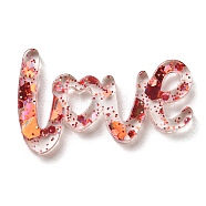 Transparent Acrylic Cabochons, with Sequin, Word LOVE, Red, 14.5x24x2mm(TACR-Z001-01E)
