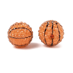 Sport Theme Opaque Acrylic Resin Beads, Round, Basketball, 20mm, Hole: 2.5mm(MACR-U010-01B)