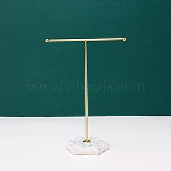 T-shaped Iron Earring Display Stands, with Plastic Base, White, 18x10x26cm(PW-WG54779-01)