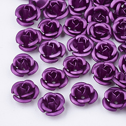 Aluminum Beads, Frosted, Long-Lasting Plated, 3-Petal Flower, Dark Orchid, 8~8.5x5mm, Hole: 1mm(FALUM-T001-02B-17)