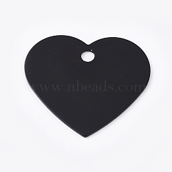 Aluminum Pendants, Blank Tags, Heart, Black, 33x37.5x1mm, Hole: 3.5mm(ALUM-WH0009-03H)