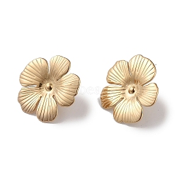 304 Stainless Steel Stud Earrings for Women, Flower, Real 18K Gold Plated, 28x29.5mm(EJEW-L283-019G)