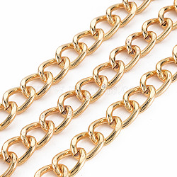 Brass & Iron Curb Chains, Faceted, with Spool, Unwelded, Real 18K Gold Plated, 14x10.5x2.5mm, about 32.81 Feet(10m)/Roll(CH-S128-02)