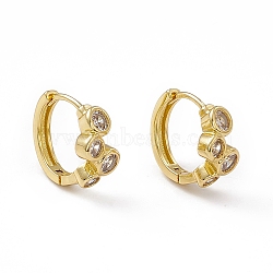 Clear Cubic Zirconia Flat Round Hoop Earrings, Rack Plating Brass Jewelry for Women, Cadmium Free & Nickel Free & Lead Free, Real 18K Gold Plated, 14x16.5x2.5~7.5mm, Pin: 0.6mm(EJEW-M210-20G)