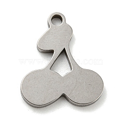 Non-Tarnish 304 Stainless Steel Pendants, Cherry Charm, Stainless Steel Color, 17x14x1.5mm, Hole: 1.8mm(STAS-G318-09P)