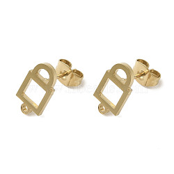 Ion Plating(IP) 304 Stainless Steel Stud Earring Findings, Lock, Golden, 12.5x6.5mm, Hole: 1.2mm, Pin: 0.7x11mm(STAS-I206-07G)