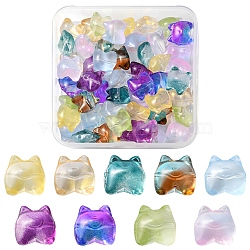 50Pcs 9 Style Transparent Spray Painted Glass Beads, Bear, Mixed Color, 13x13x9mm, Hole: 1.2mm(GLAA-FS0001-50)