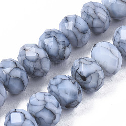 Opaque Baking Painted Glass Beads Strands, Imitation Stones, Faceted, Rondelle, Dark Gray, 13~14x10mm, Hole: 1mm, about 33pcs/strand, 13.19 inch~13.78 inch(33.5~35cm)(EGLA-N006-009C-A10)