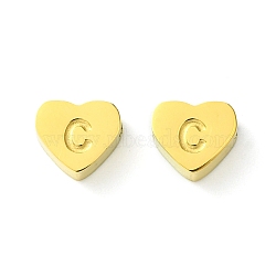 Ion Plating(IP) 316L Surgical Stainless Steel Beads, Nickel Free, Love Heart with Letter Bead, Real 18K Gold Plated, Letter C, 5.5x6.5x2.5mm, Hole: 1.4mm(STAS-R230-01C-G-1)