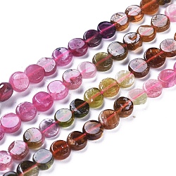 Natural Tourmaline Beads Strands, Flat Round, 5~6x2.5~3.5mm, Hole: 0.8mm, about 72pcs/strand, 15.67 inch(39.8cm)(G-D0020-17B)