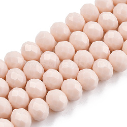 Opaque Solid Color Glass Beads Strands, Faceted, Rondelle, PeachPuff, 10x8mm, Hole: 1mm, about 63~65pcs/strand, 49~50cm(EGLA-A034-P10mm-D17)