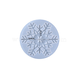 Winter Themed Snowflake Coaster Silicone Molds, Resin Casting Mold, for DIY UV Resin, Epoxy Resin Craft, White, 112x6mm, Inner Diameter: 106x82mm(WINT-PW0001-074B)