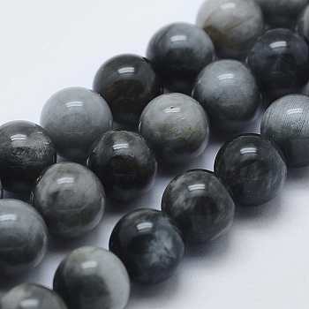 Natural Hawk's Eye Beads Strands, Eagle Eye Stone, Round, 8mm, Hole: 1mm, about 48pcs/strand, 15.5 inch