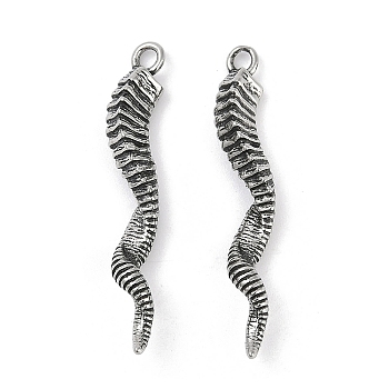 316 Surgical Stainless Steel Pendants, Twist Charm, Antique Silver, 42x5.5x5mm, Hole: 2mm