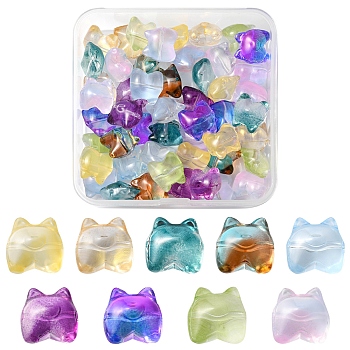 50Pcs 9 Style Transparent Spray Painted Glass Beads, Bear, Mixed Color, 13x13x9mm, Hole: 1.2mm