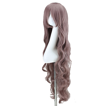 Cosplay Party Wigs, Synthetic Wigs, Heat Resistant High Temperature Fiber, Long Wave Curly Wigs for Women, Rosy Brown, 39.3 inch(100cm)