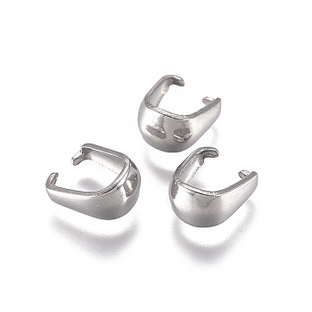 Tarnish Resistant 304 Stainless Steel Snap on Bails, Pendant Bails, Stainless Steel Color, 7x6x4mm, Inner Size: 6x4.5mm, Pin: 0.8mm