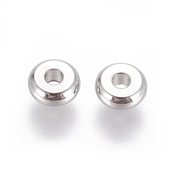 304 Stainless Steel Spacer Beads, Flat Round, Stainless Steel Color, 5x2mm, Hole: 1.6mm