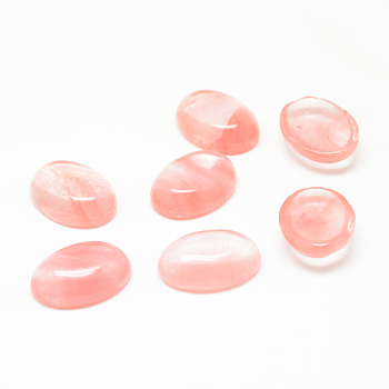 Cherry Quartz Glass Cabochons, Oval, 25x18x7mm